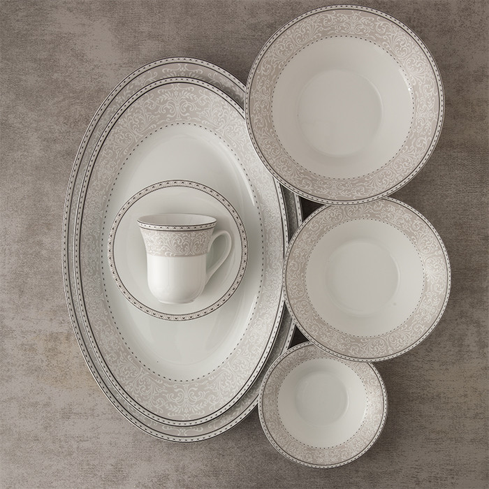 سرویس چینی 35 پارچه غذاخوری چینی زرین ایران طرح شهرزاد مدل ورونا درجه یک