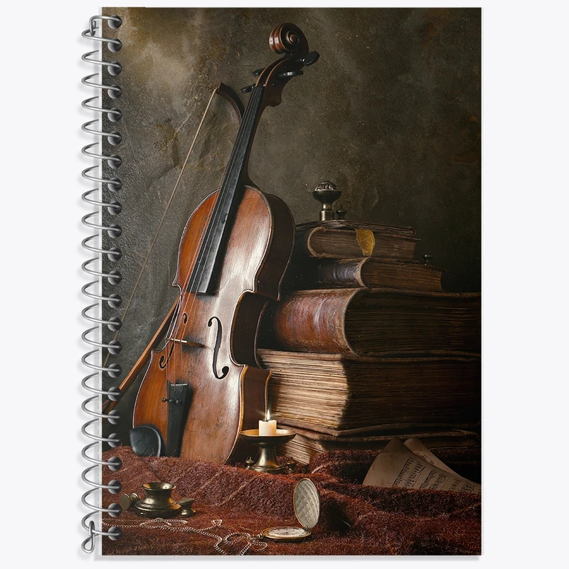 دفتر زبان 50 برگ خندالو مدل دو خط طرح ویولن کد F318