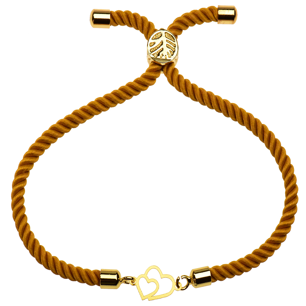 دستبند طلا 18 عیار دخترانه کرابو طرح دو قلب مدل Krd1129