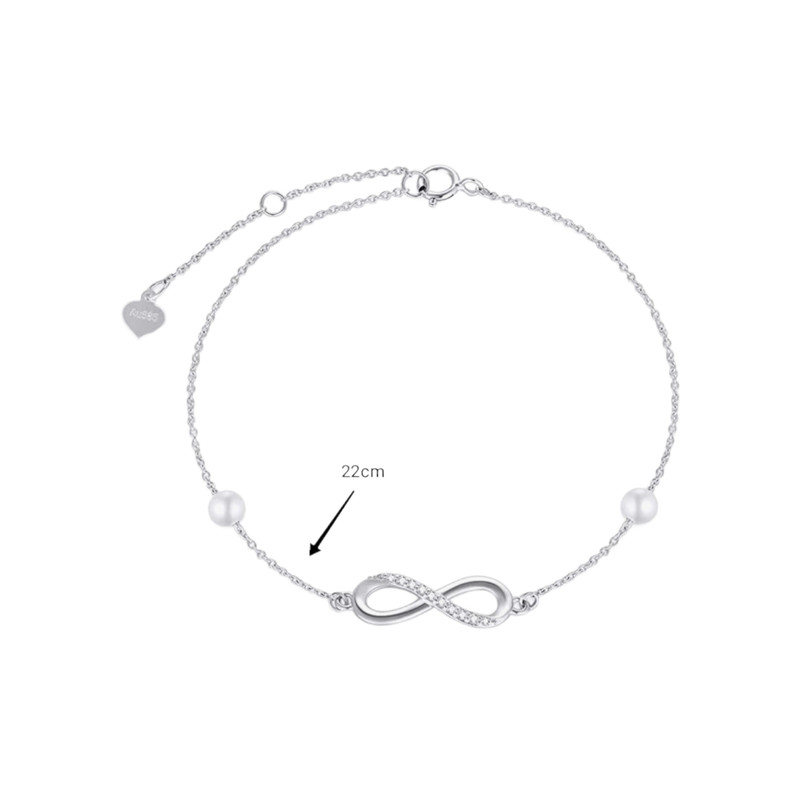 پابند نقره زنانه مدل مروارید بینهایت