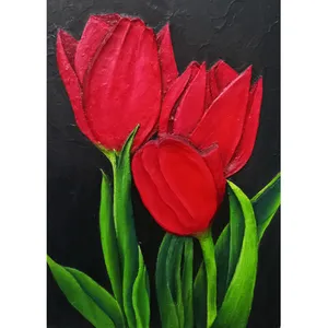 تابلو نقاشی رنگ روغن مدل لاله برجسته