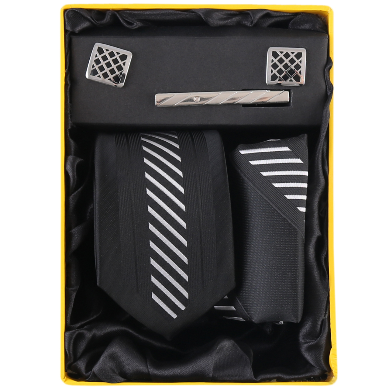 ست کراوات و دستمال جیب و دکمه سردست مردانه فرانکو فروزی مدل F-101806