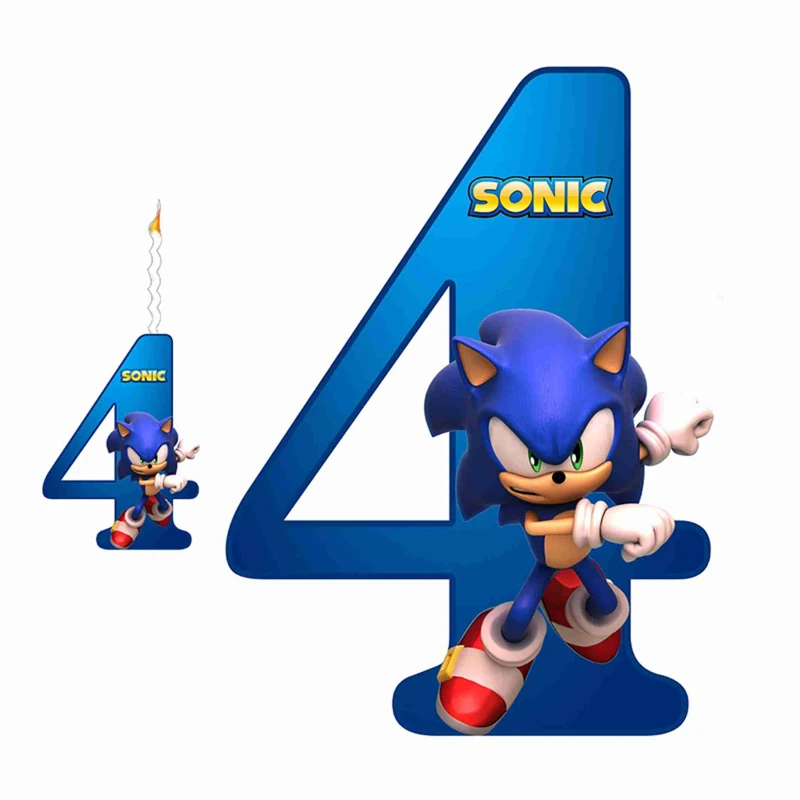 استند تولد مدل عدد 4 طرح سونیک به همراه شمع