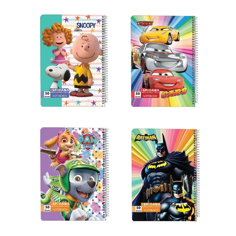 دفتر مشق 50 برگ اسپادانا مدل والت دیزنی کد 5053467 مجموعه 4 عددی