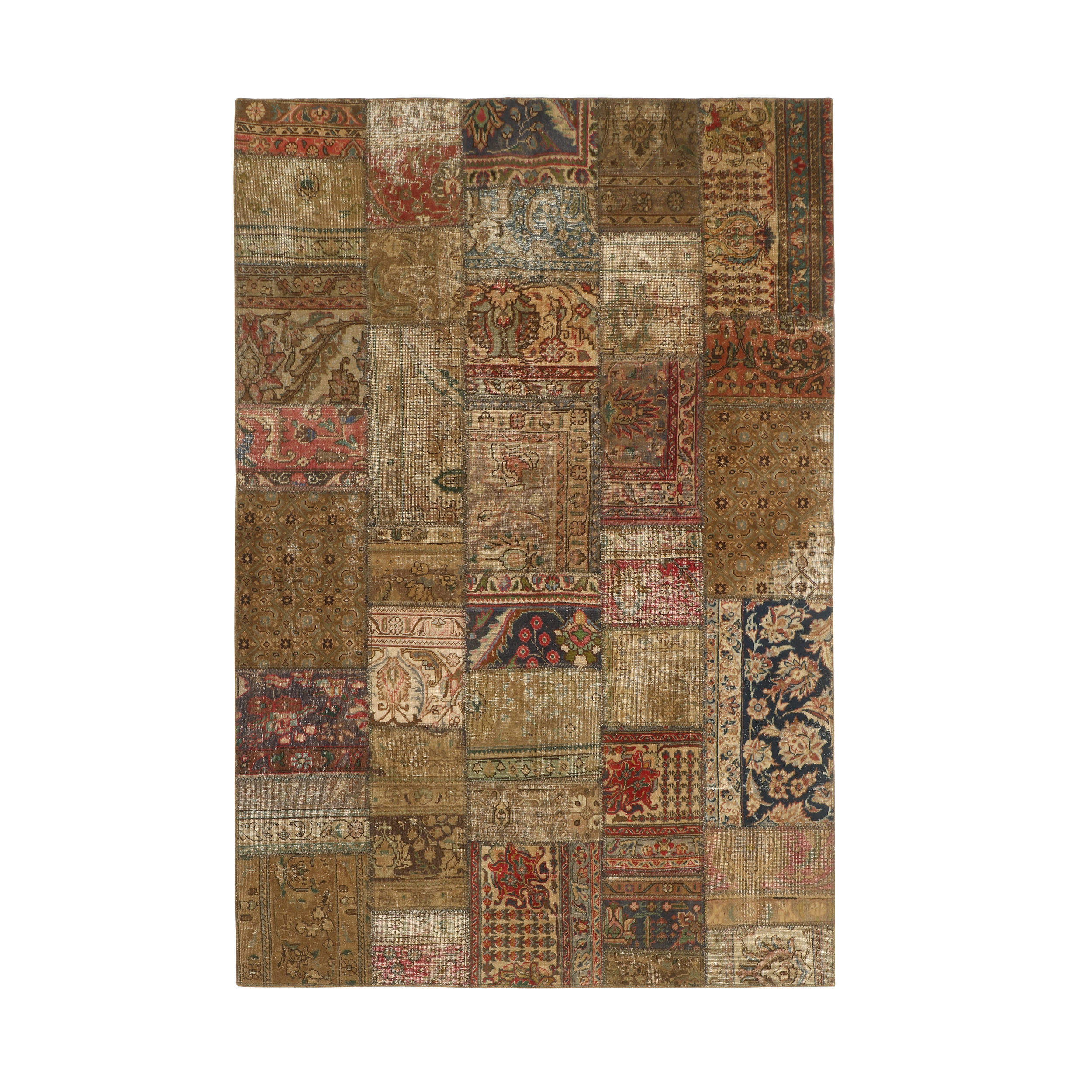  کلاژ فرش دستبافت چهار متری مدل تکه دوزی کد 541003