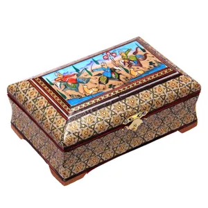 جعبه جواهرات خاتم کاری کد 1-70118 طرح شکارگاه
