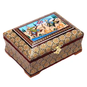 جعبه جواهرات خاتم کاری کد 1-70170 طرح شکارگاه