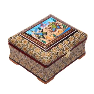 جعبه جواهرات خاتم کاری کد 1-70171 طرح شکارگاه