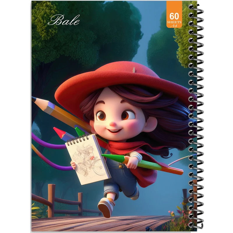 دفتر نقاشی 60 برگ انتشارات بله طرح فانتزی دخترانه کد A4-O256