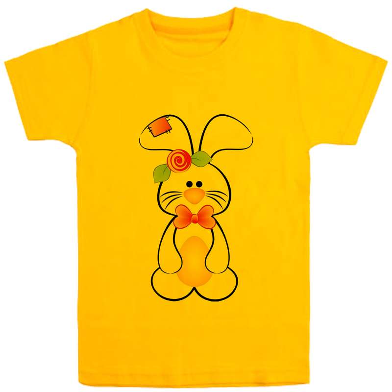 تی شرت آستین کوتاه دخترانه مدل خرگوش D26 رنگ زرد