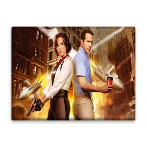 کاشی اطلس آبی طرح بازیگر رایان رینولدز و جودی کومر در مرد آزاد مدل T6227