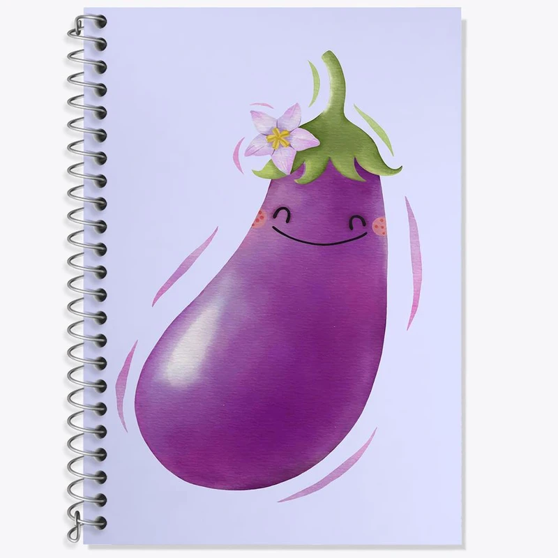 دفتر زبان 50 برگ خندالو مدل دو خط طرح بادمجان کد 28425