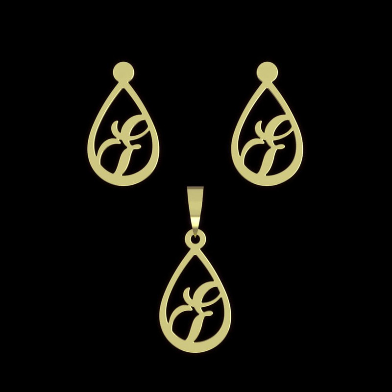 نیم ست طلا 18 عیار زنانه مدوپد مدل حرف  کد NA11192