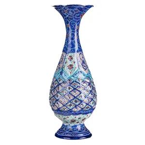 گلدان مسی میناکاری شده اثر سلطانی طرح 4  ارتفاع 20 سانتی متر