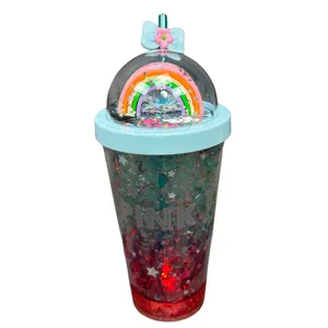 ماگ اسموتی مدل دوجداره سیلیکوژل چراغدار طرح رنگین کمان