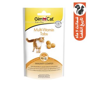 قرص مولتی ویتامین گربه جیم کت مدل Multi-Vitamin Tabs طعم شیر وزن 40 گرم