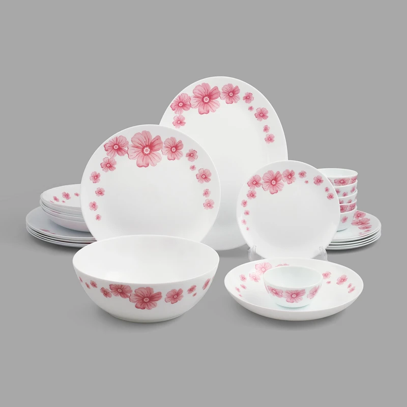 سرویس غذاخوری اوپال 26 پارچه 6 نفر مورانو مدل  گل نوش