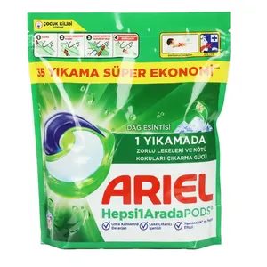 قرص ماشین لباسشویی آریل با رایحه کوهستانی مناسب برای همه البسه ها بسته 35 عددی