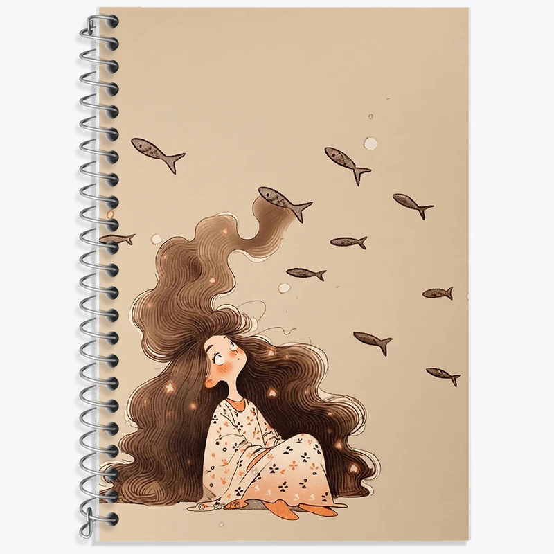 دفتر زبان 50 برگ خندالو مدل دو خط طرح دخترانه کد F8389