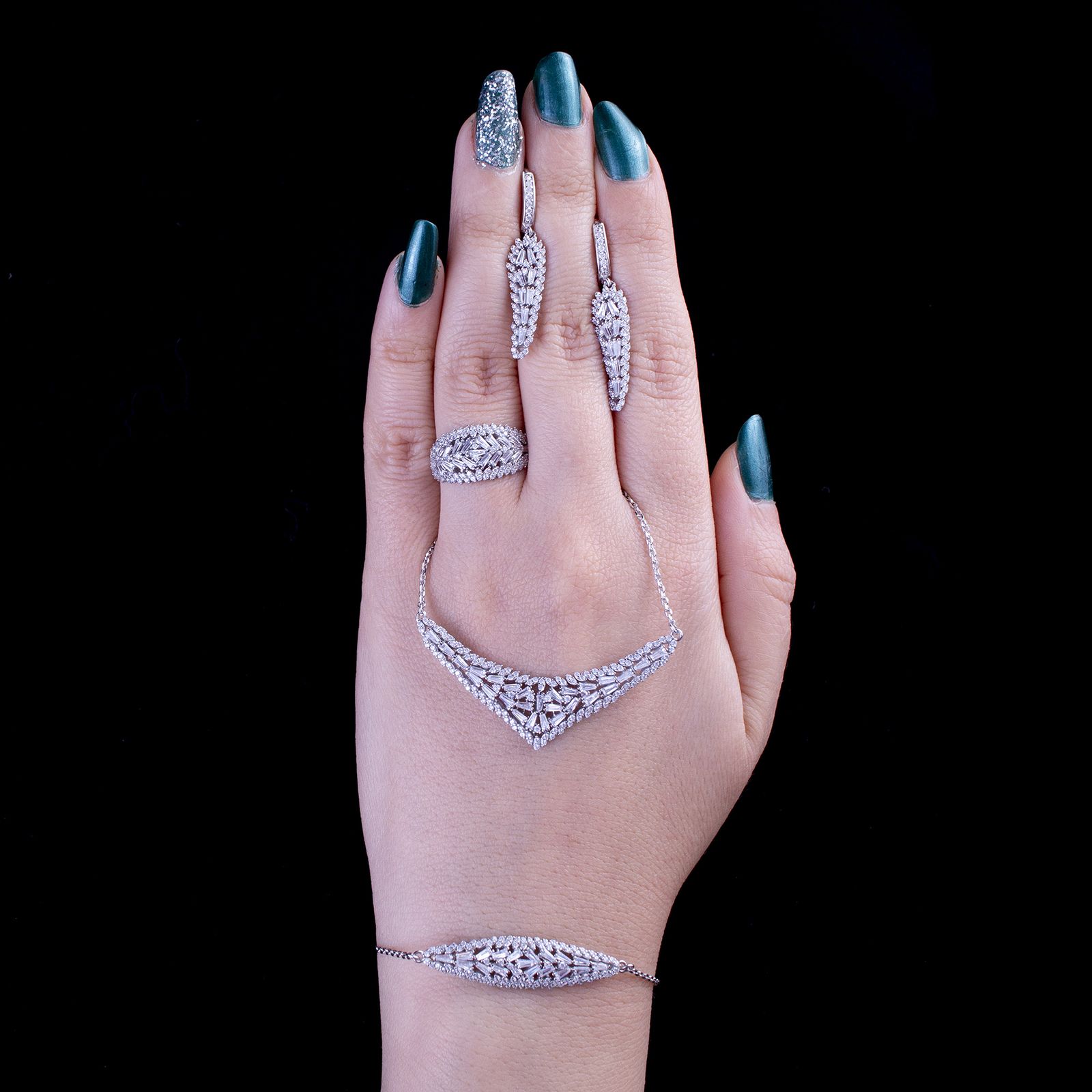 ست نقره زنانه مدل طوقی AMT_M128 - - 5