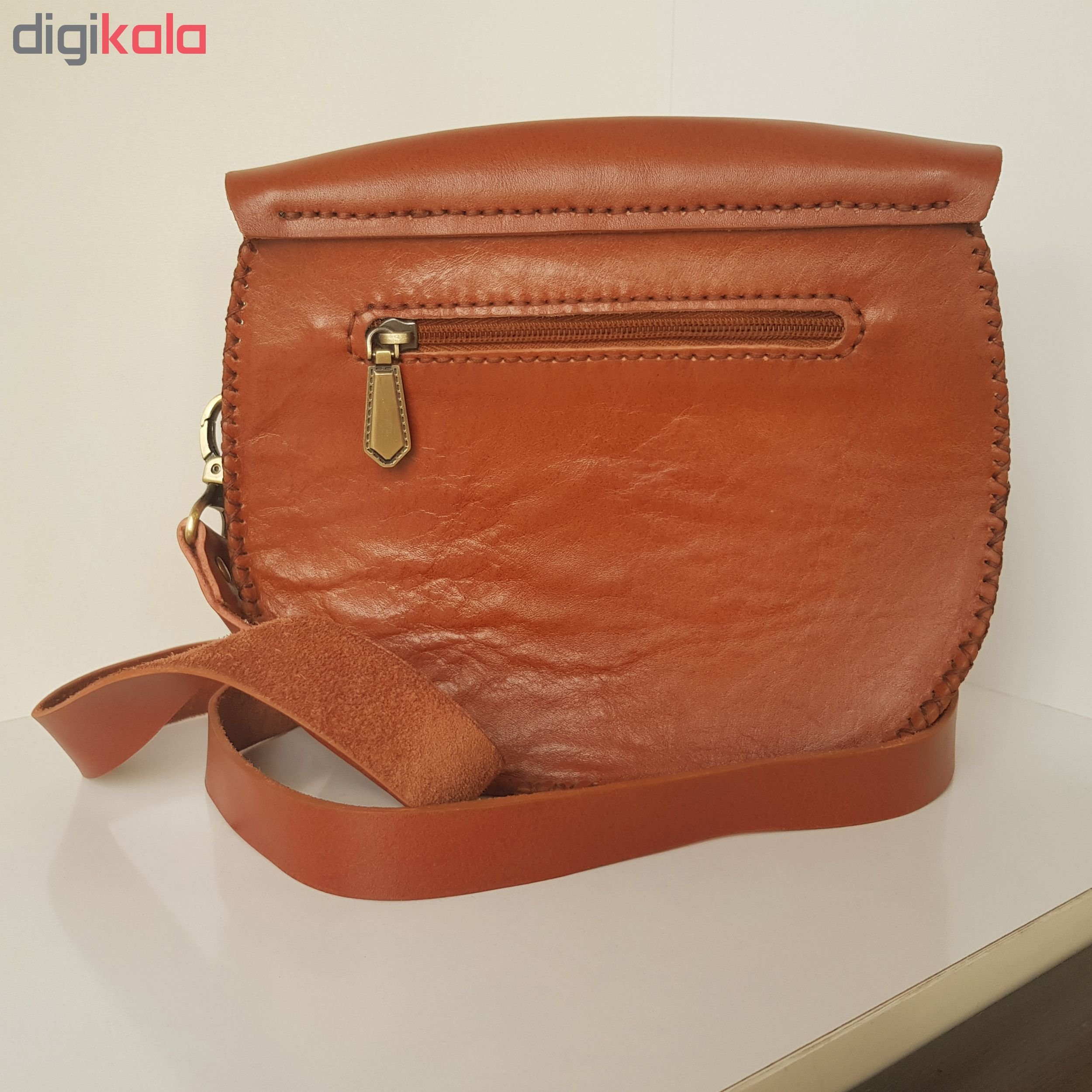 کیف رو دوشی زنانه چرم طبیعی گاوی دست دوز لمونو مدل کد KL645