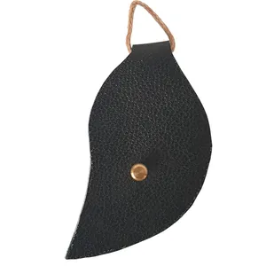 آویز چرم طبیعی گاوی دست دوز لمونو مدل برگی کد KL762