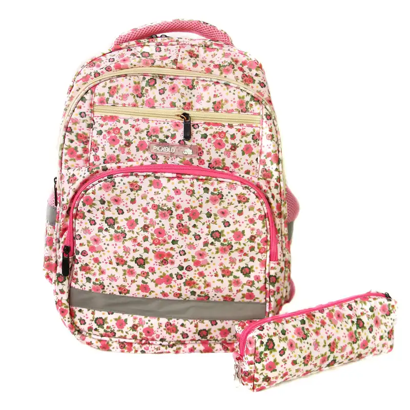 کوله پشتی مدل پیکولو گل گلی کد 03 به همراه جامدادی