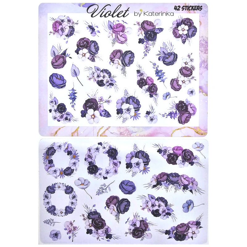 برچسب کاترینکا طرح برش خورده بولت ژورنال و اسکرپ بوک مدل Violet بسته 42 عددی