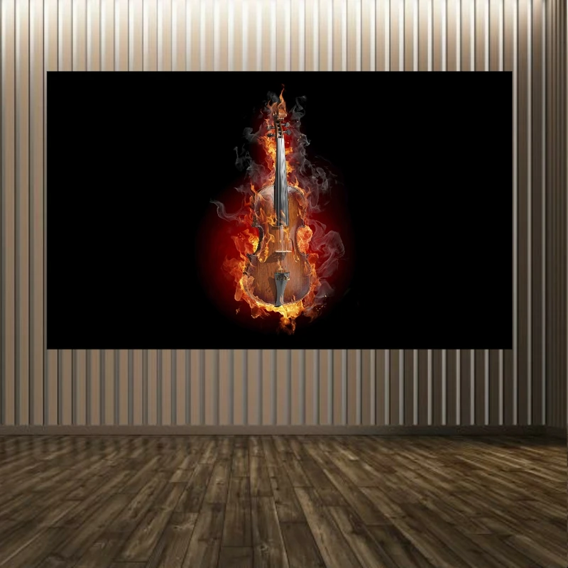 پوستر پارچه ای طرح گیتار آتشین کد PP2511