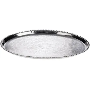 سینی مسی زنجان مدل بیضی سایز 28 × 41 سانتی متر