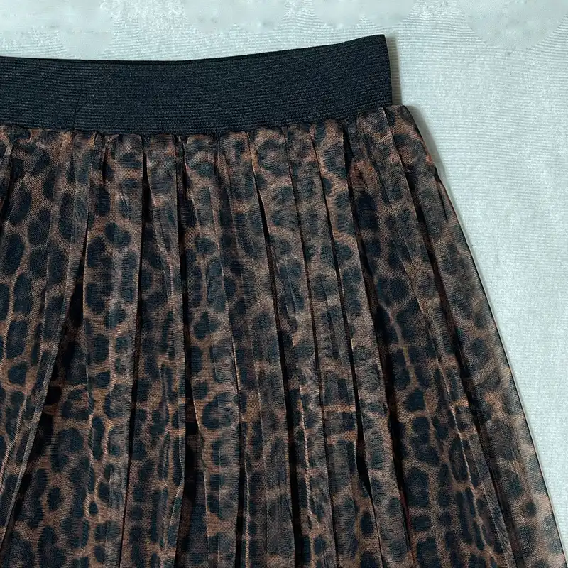 دامن چین‌دار زنانه مدل توری پلنگی