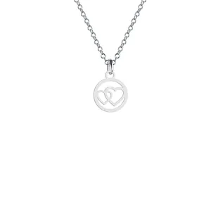 گردنبند نقره زنانه هایکا مدل قلب و دایره کد n.ha2-20