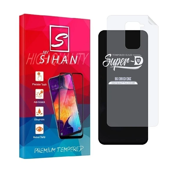 محافظ صفحه نمایش مای سیحان مدل 2SN-Glass مناسب برای گوشی موبایل شیائومی Redmi Note 9 به همراه محافظ پشت گوشی