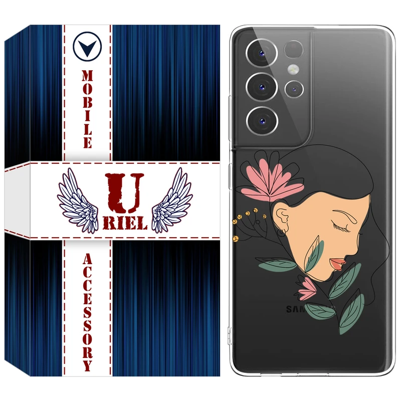 کاور یوریل مدل Clear کد 53 طرح صورت زن مناسب برای گوشی موبایل سامسونگ Galaxy S21 Ultra