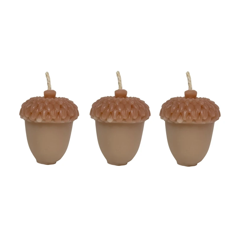 شمع دست‌ساز بدون‌بو طرح بلوط زمان اتمام 10 ساعت مجموعه 3 عددی