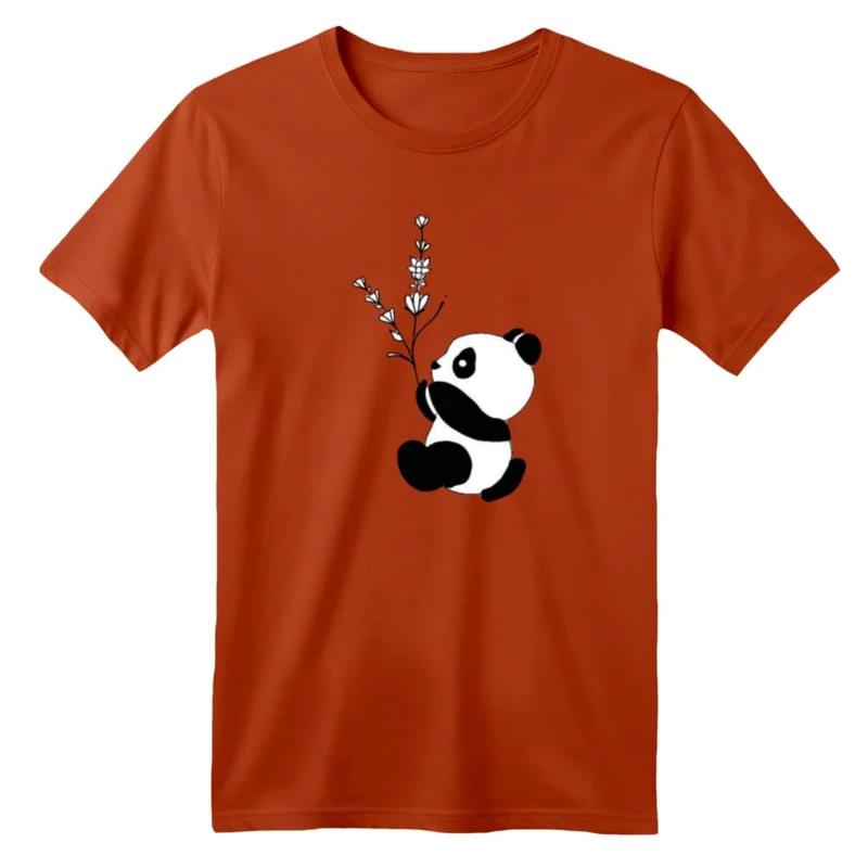 تی شرت آستین کوتاه بچگانه مدل پاندا و گل