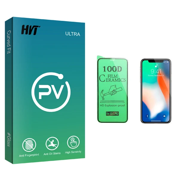 محافظ صفحه نمایش سرامیکی اچ وی تی مدل PV glass مناسب برای گوشی موبایل اپل iPhone X