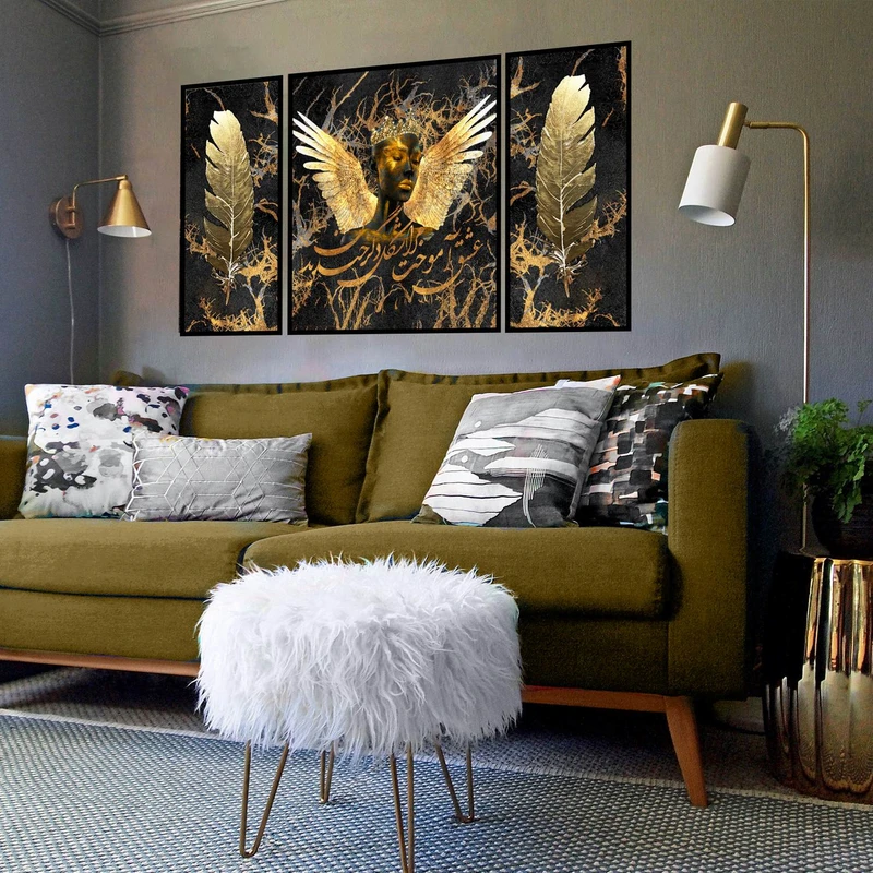 تابلو بکلیت طرح مدرن دیجیتال آرت مدل شاین اکلیلی کد B-2873 مجموعه 3 عددی