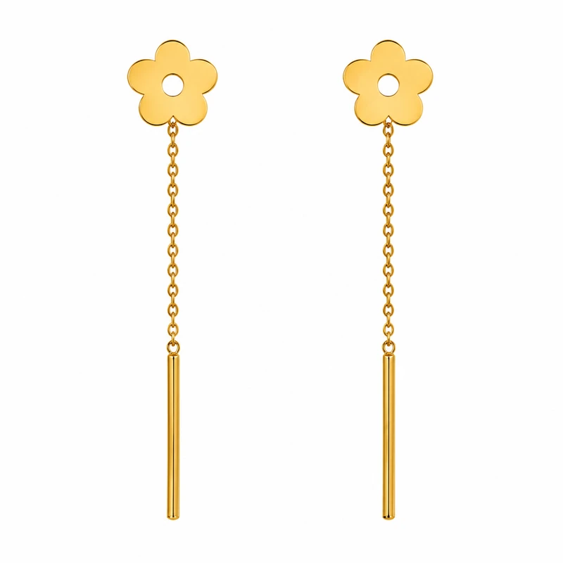 گوشواره بخیه‌ای طلا 18 عیار دخترانه نیکان گلد مدل NK223