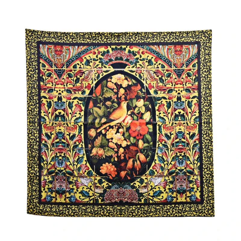 رومیزی مدل مخمل طرح گل و مرغ کد 91
