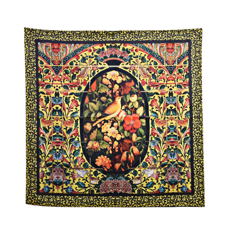 رومیزی مدل مخمل طرح گل و مرغ کد 91