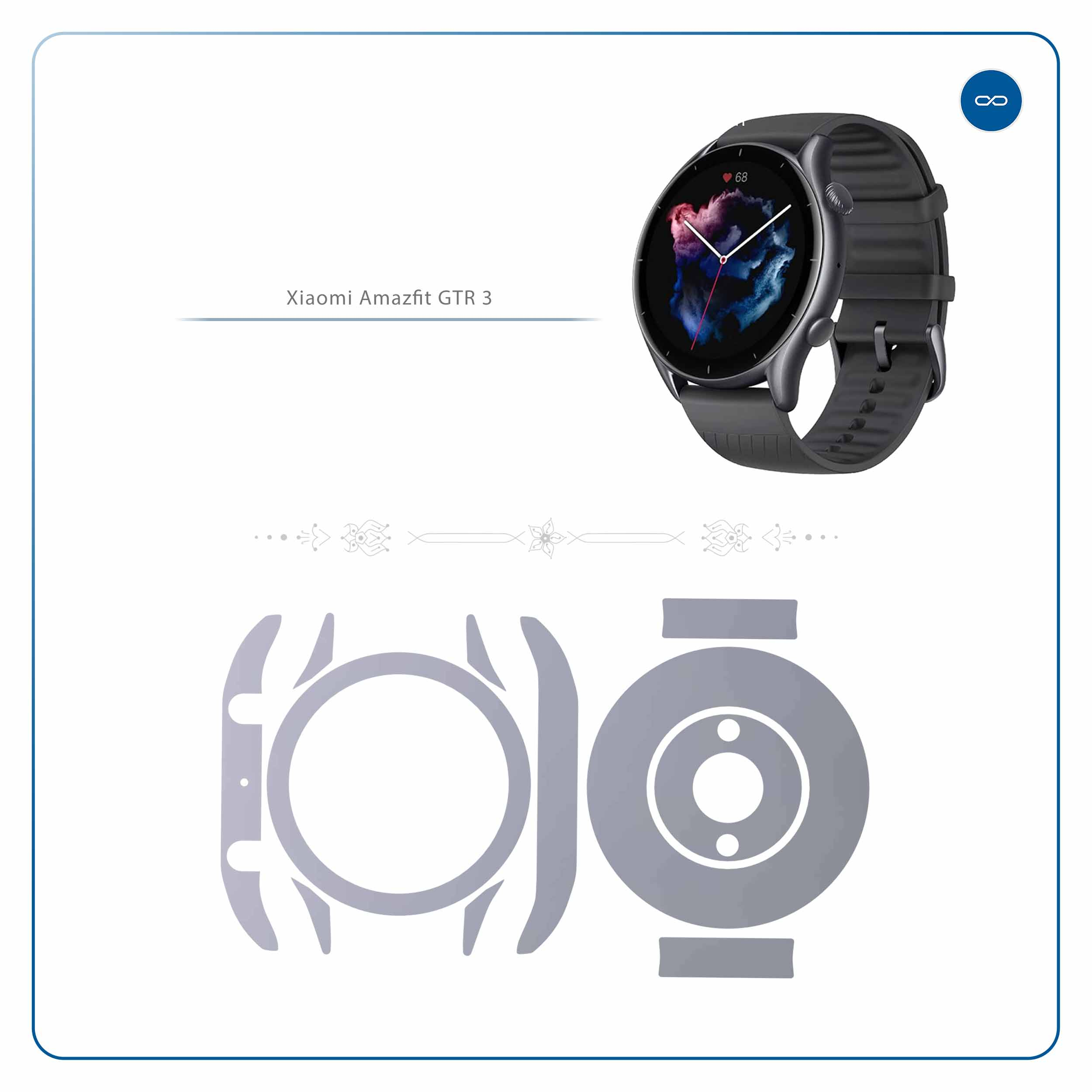 برچسب ماهوت طرح Matte-Silver مناسب برای ساعت هوشمند آمازفیت GTR 3