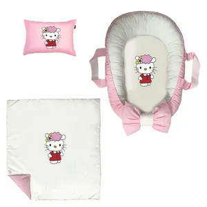 سرویس خواب سه تکه نوزاد ناریکو مدل گارد محافظ دار طرح کیتی کد 0247