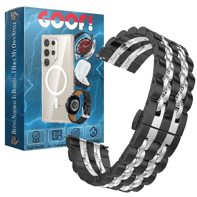 بند گوف مدل 7bead 2C BLK Butterfly مناسب برای ساعت هوشمند آمازفیت GTR Lite 47mm