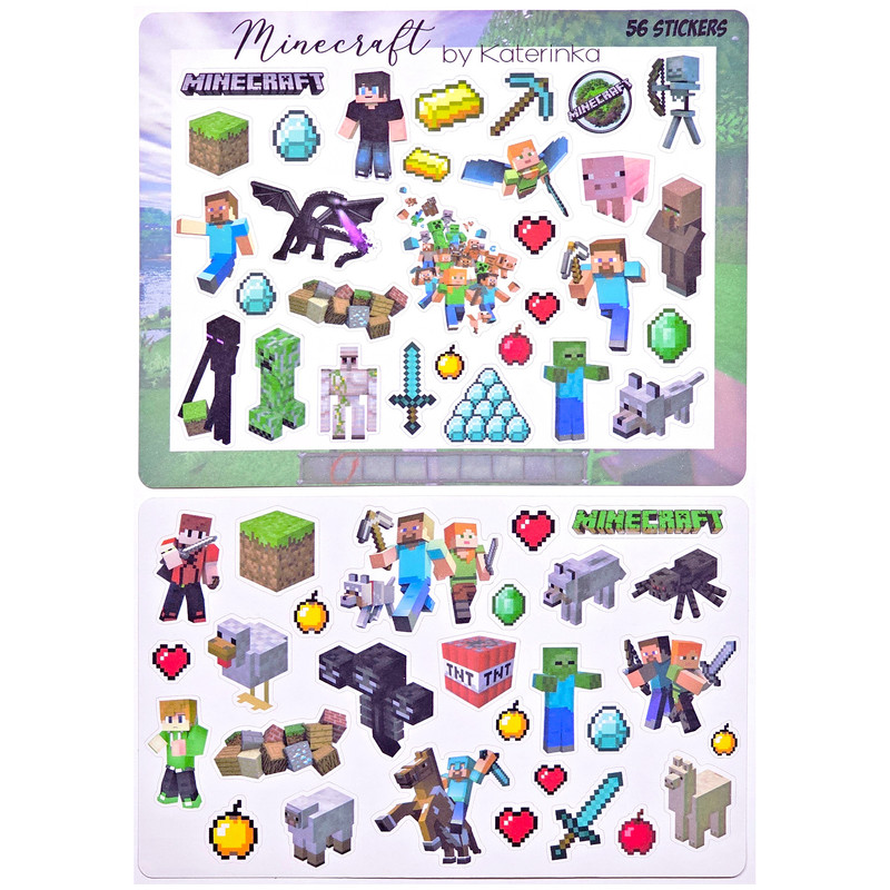 برچسب کاترینکا طرح برش خورده بولت ژورنال و اسکرپ بوک مدل Minecraft بسته 56 عددی