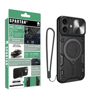 کاور اسپارتان مدل Magnet Ring Strap مناسب برای گوشی موبایل اپل iPhone 16 به همراه بند آویز