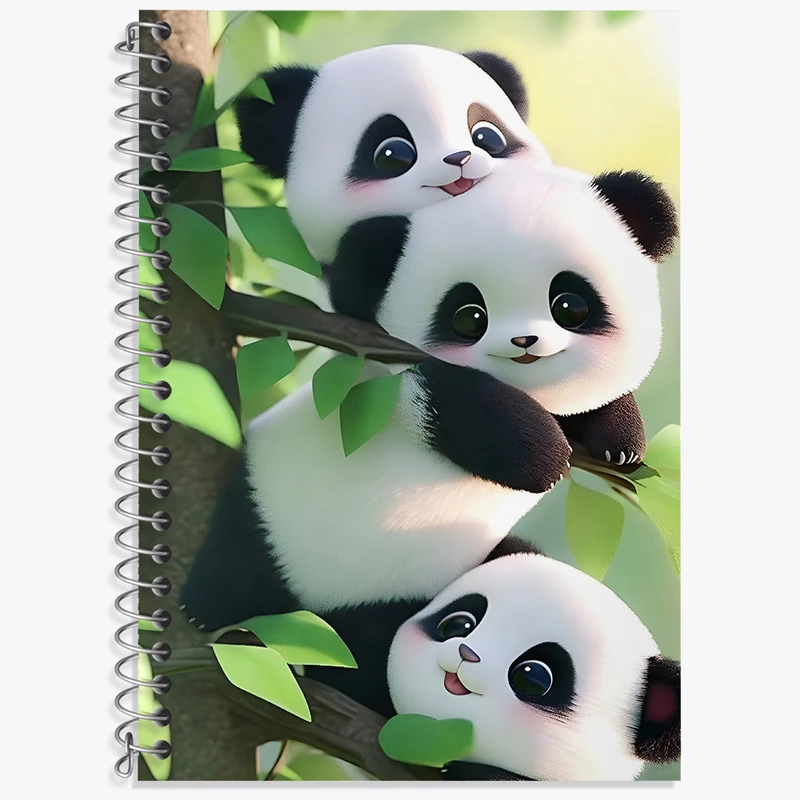 دفتر زبان 50 برگ خندالو مدل سه خط طرح پاندای کیوت کد N4716