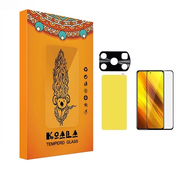 محافظ صفحه نمایش كوالا مدل cg-005 مناسب برای گوشی موبایل شیائومی Poco X3 به همراه محافظ پشت گوشی و محافظ لنز دوربین
