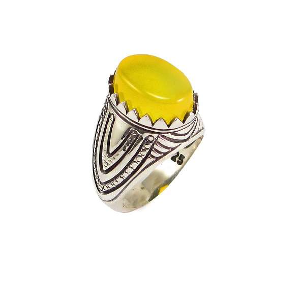 انگشتر نقره مردانه  پارلا گوهر مدل شرف الشمس کد 3766