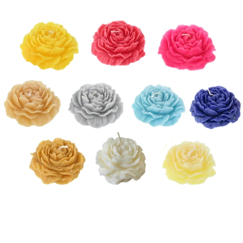 شمع دست ساز معطر مدل گل آلاله با رایحه‌ی رز زمان اتمام 1 ساعت بسته 10 عددی